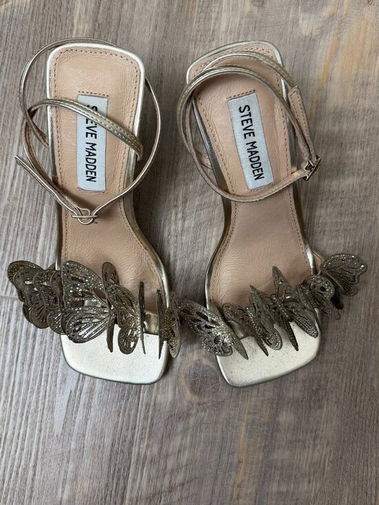 Steve Madden Shoes - Steve Madden Gold Butterfly Ankle Strap Azariah Heels Size 6